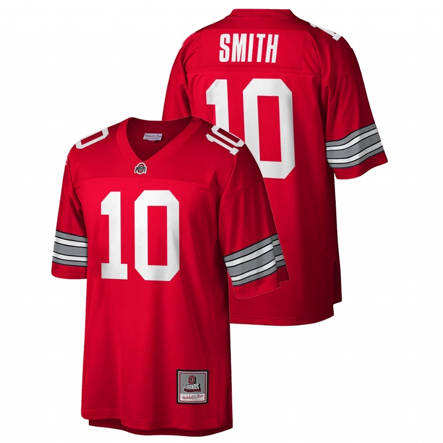 Ohio State Buckeyes Men's NCAA Troy Smith #10 Scarlet Black Throwback Retired number College Football Jersey XYT3849HK